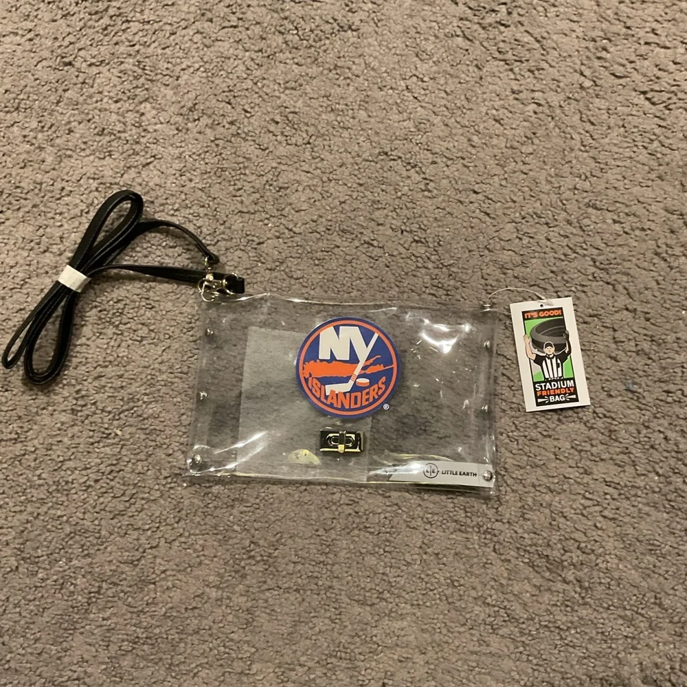 NWT New York Islanders Hockey Little Earth Clear Cell Phone Wristlet Purse Y2K
